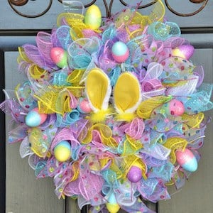 Décoration de couronne d'arbre à dollars en maille de décoration de Pâques facile