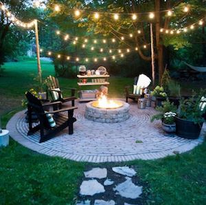 Patio avec foyer pour jardin