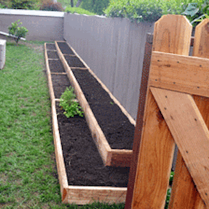Idée d’aménagement paysager de lit de jardin surélevé le long de la clôture