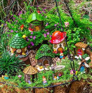 Mini jardin dans une jardinière suspendue