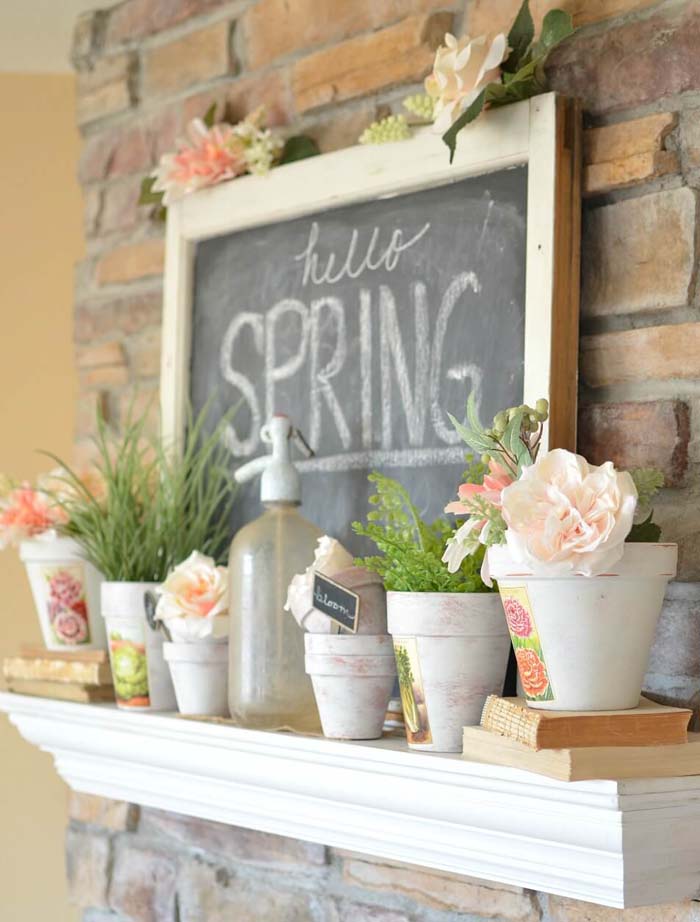 Arrangements de tableau et de pots blancs #farmhouse #springdecor #decorhomeideas