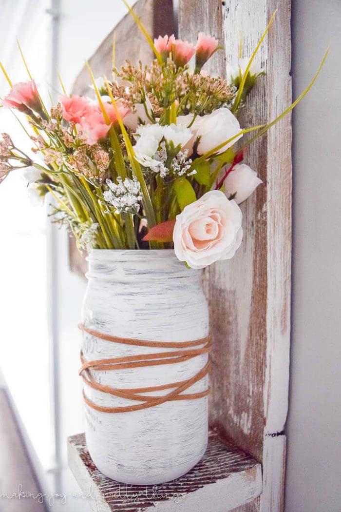 Mason Jar Arrangement floral rose blush #ferme #springdecor #decorhomeideas