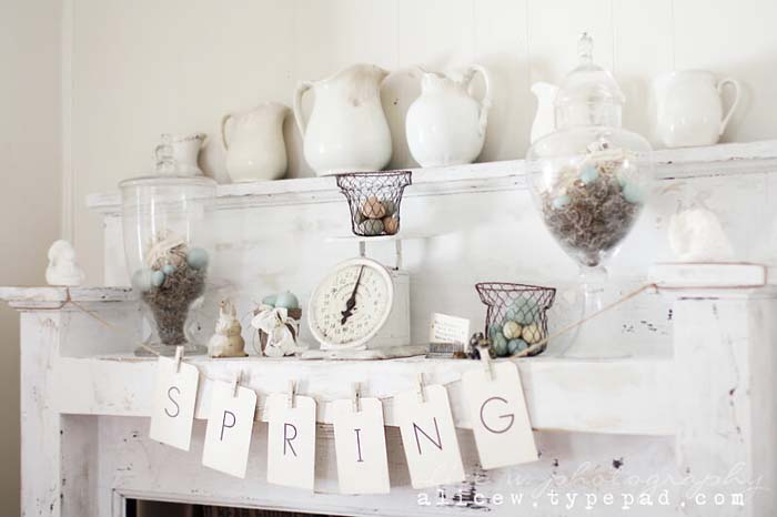 Panneau de printemps pour ligne de blanchisserie blanche #farmhouse #springdecor #decorhomeideas